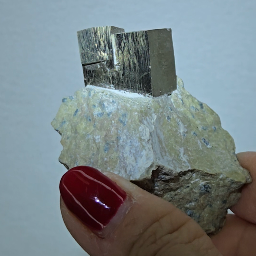 Pyrite double cubes on matrix from Spain - PY13
