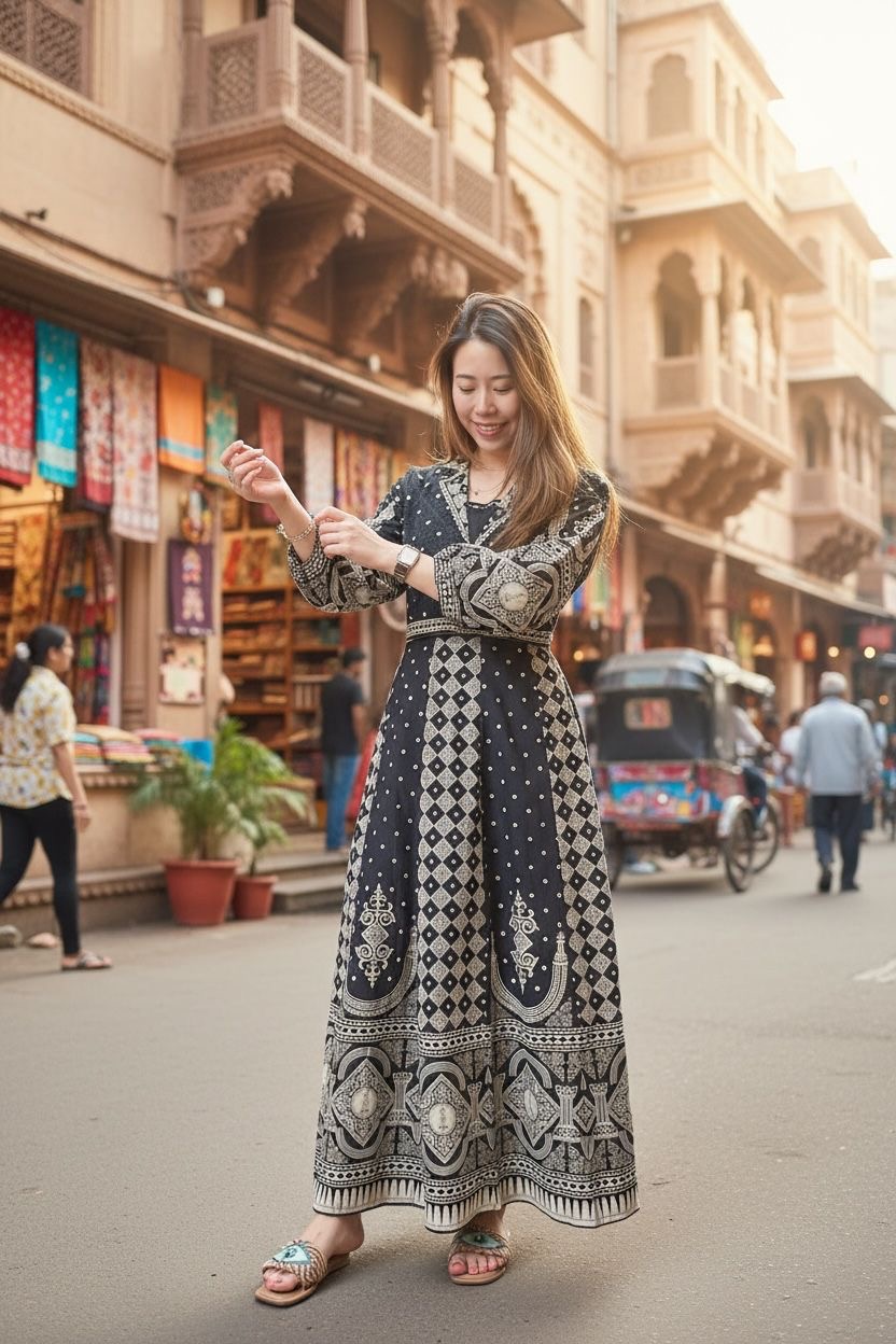 Black & White Square Print Skirt 39" #1049