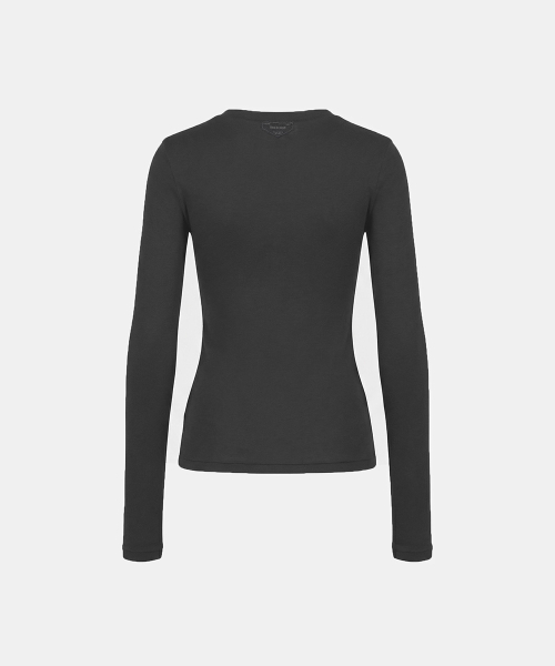 BS Cotton Jersey Fitted Long Sleeve T-Shirt - Charcoal