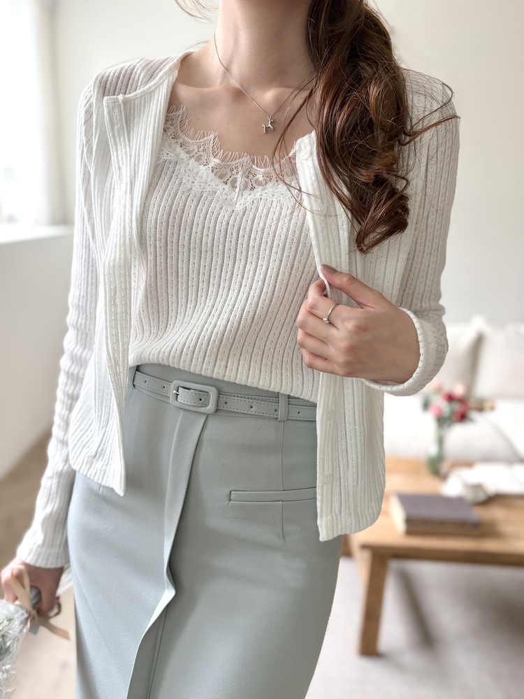 [假兩件] Lumiere Lace Layered Top (White)