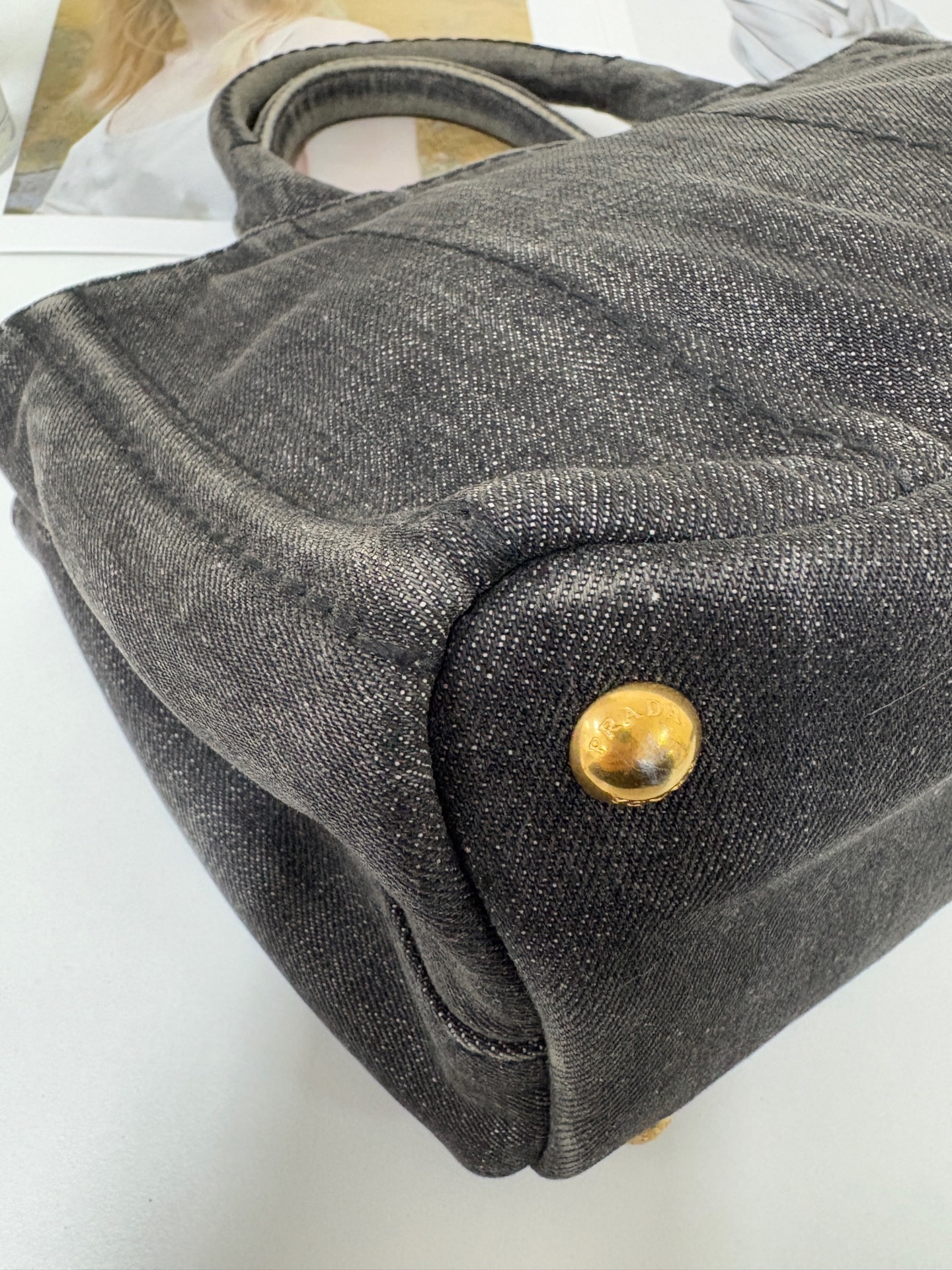 【預訂貨品】Prada黑色牛仔沙灘包