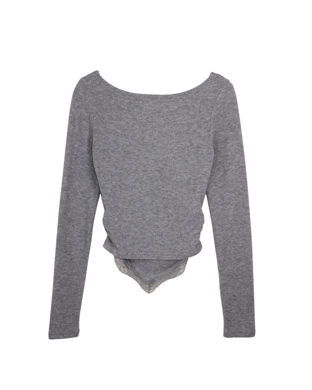 Lace V-Neck Top and Scarf Set