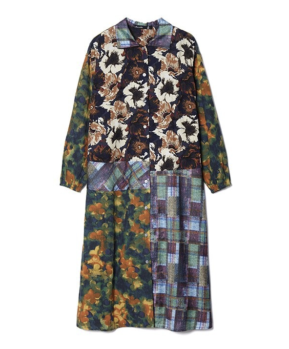 花卉格紋連身裙 - 2026 流行穿搭  女士連身裙 春秋冬時尚穿搭 成人休閒 日常穿搭 易於配搭 日本直送   #JP-I-260003