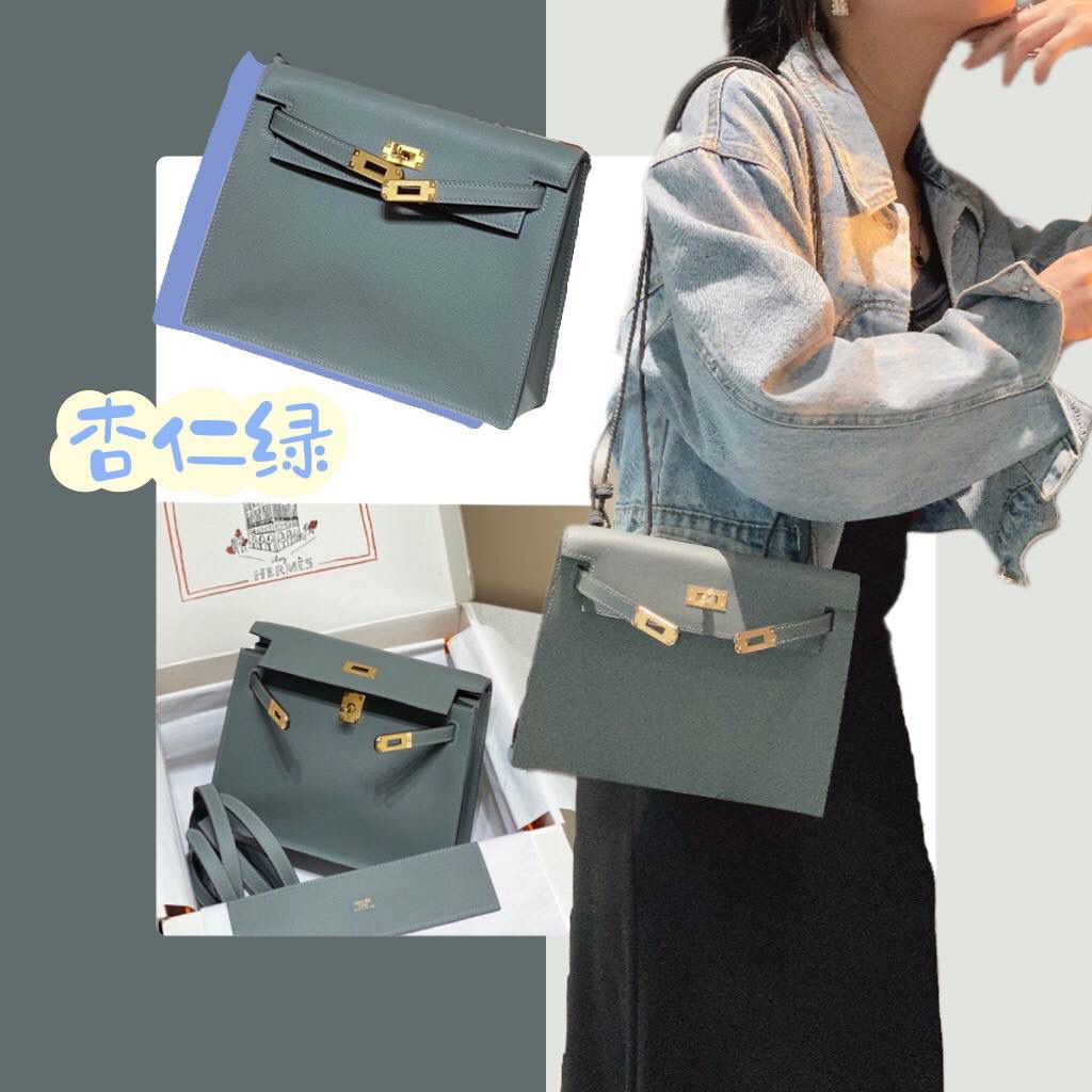 『杏仁绿·金』 ‘’Kᴇʟʟʏ ᴅᴀɴsᴇ • Evercolor 🎀 时尚圈就是一个圆！ 最厉害的就是六种背法： 斜背、侧背、肩背、腰包、背包、手包 集美们一定要安排起来‼️ 22Cm