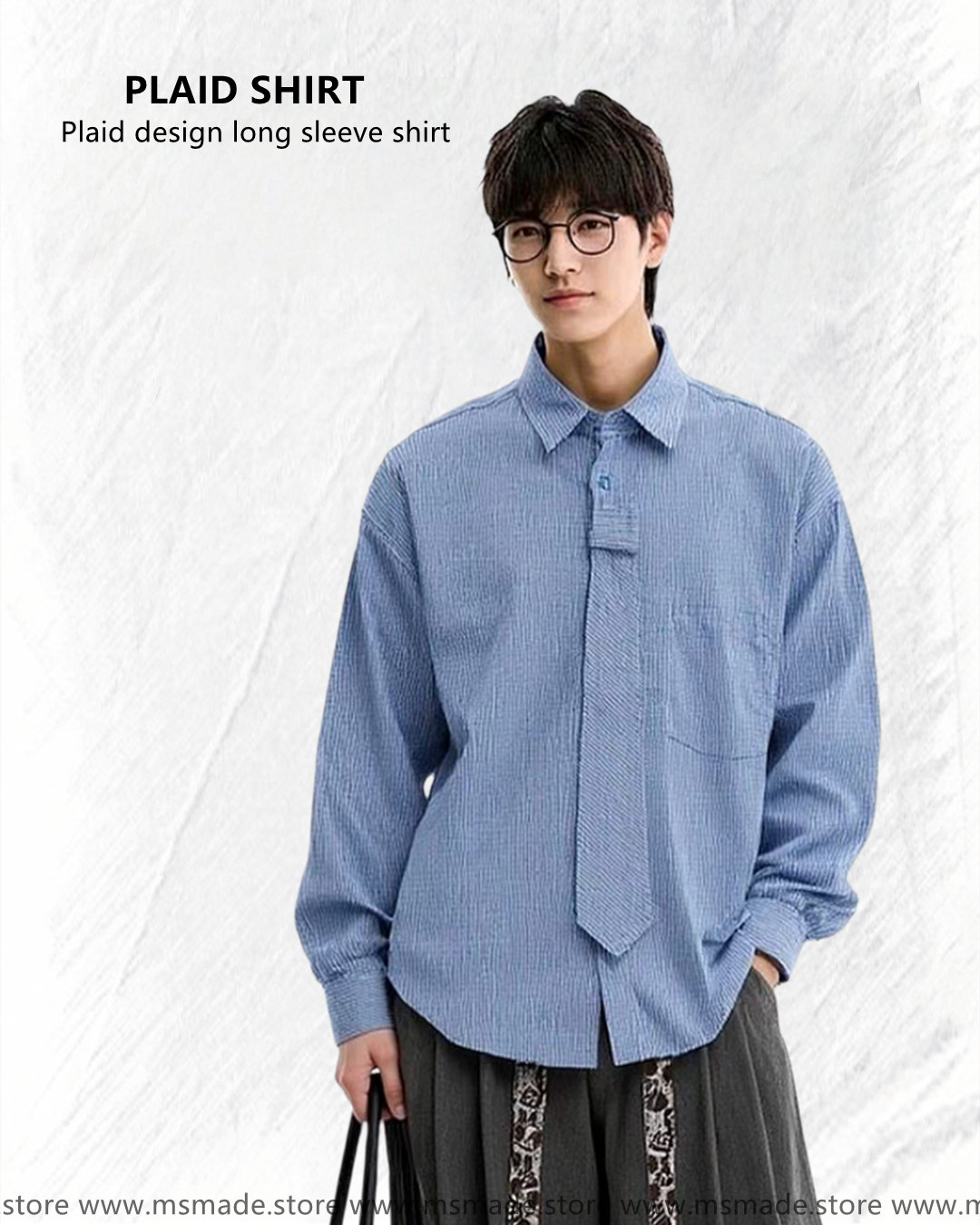 M0425 拆卸領带拼接襯衫