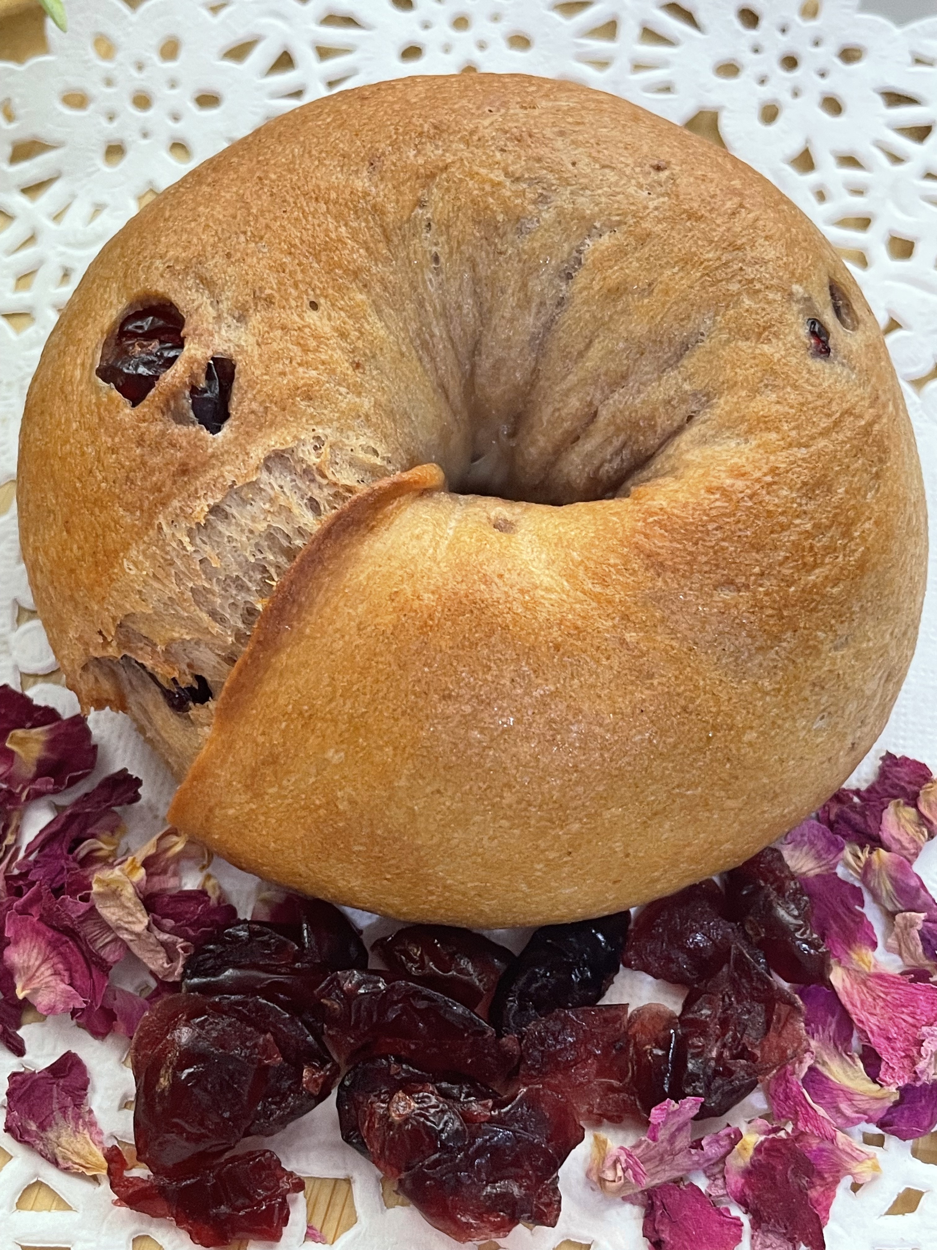 純素玫瑰蔓越莓大貝果 (100g)