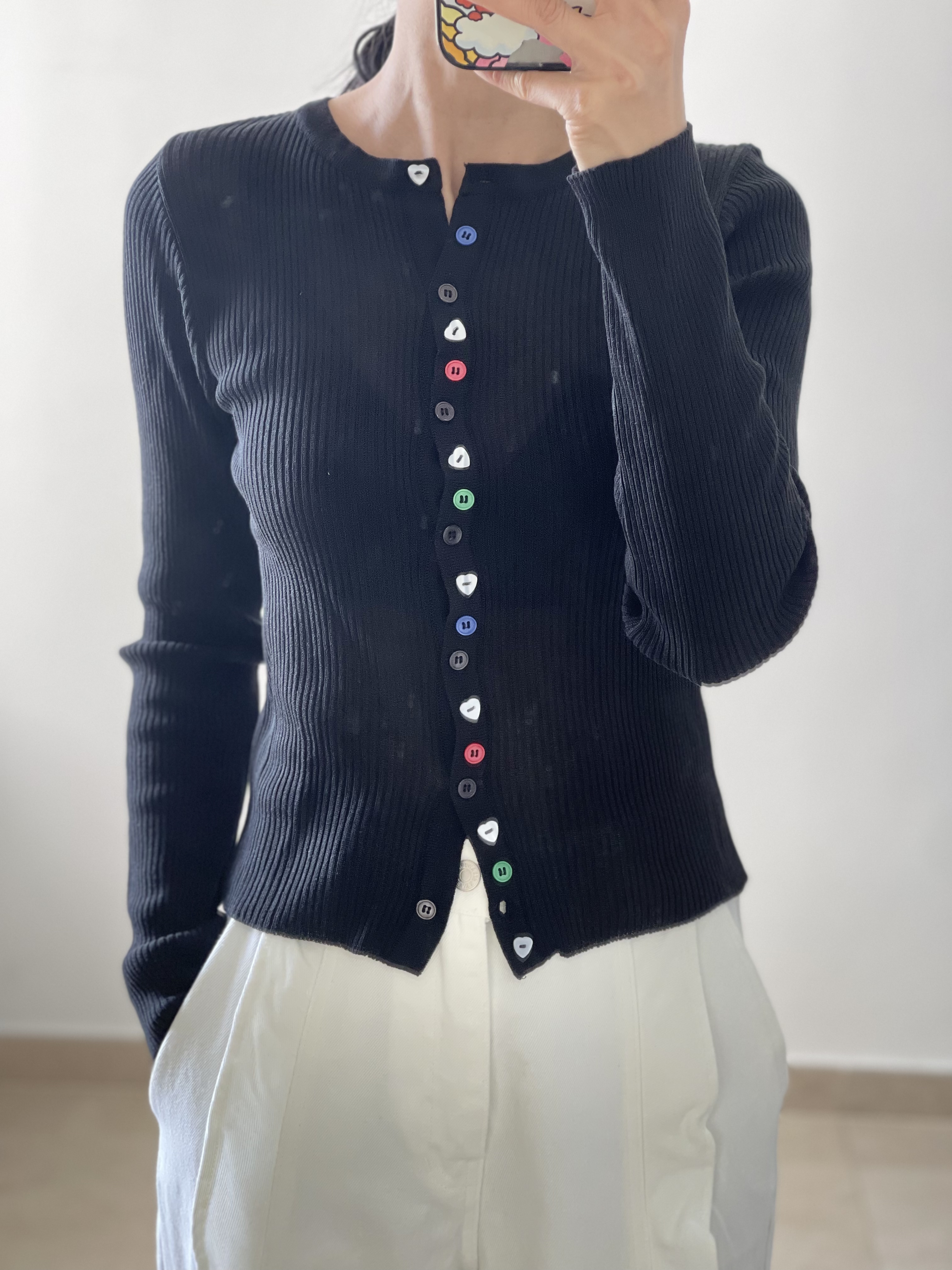 Rainbow buttons cardi/top