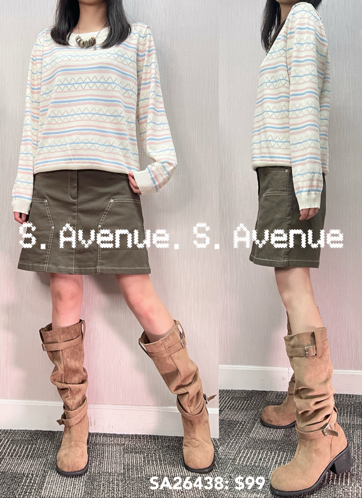 SA26438: 長袖彩間線top