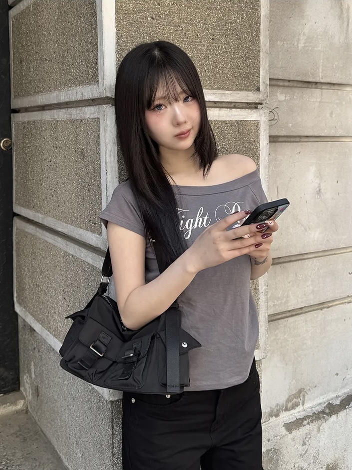 Script Wide Neck Graphic Tee