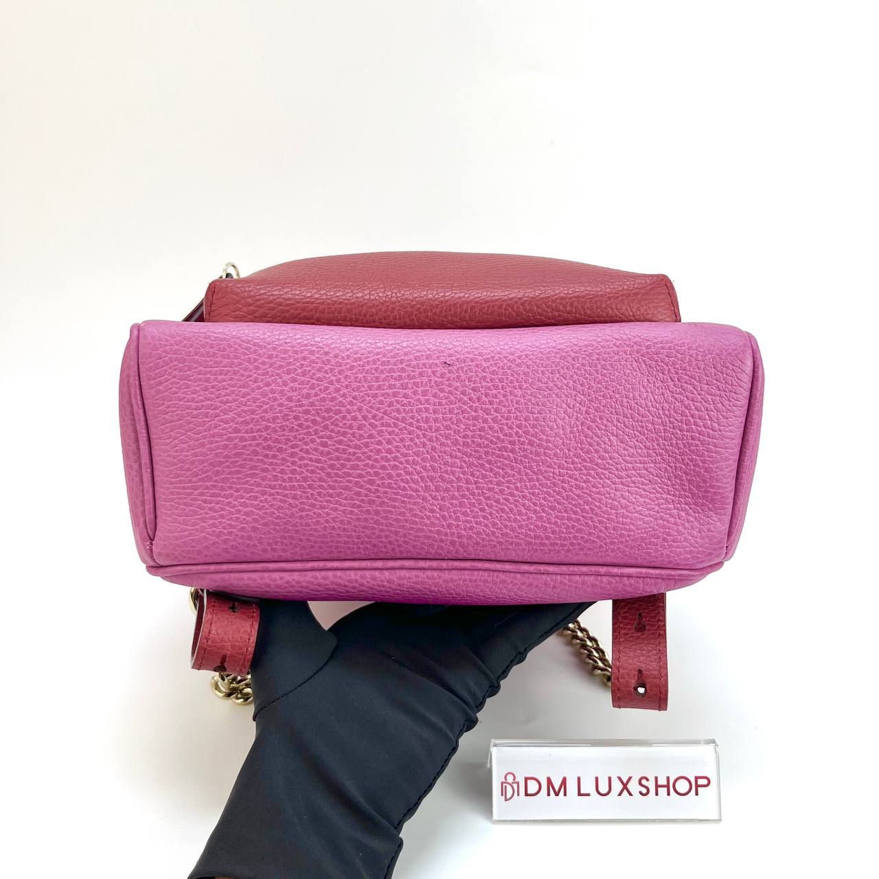 Gucci Red/Pink Peddled Soho Chain Backpack GHW