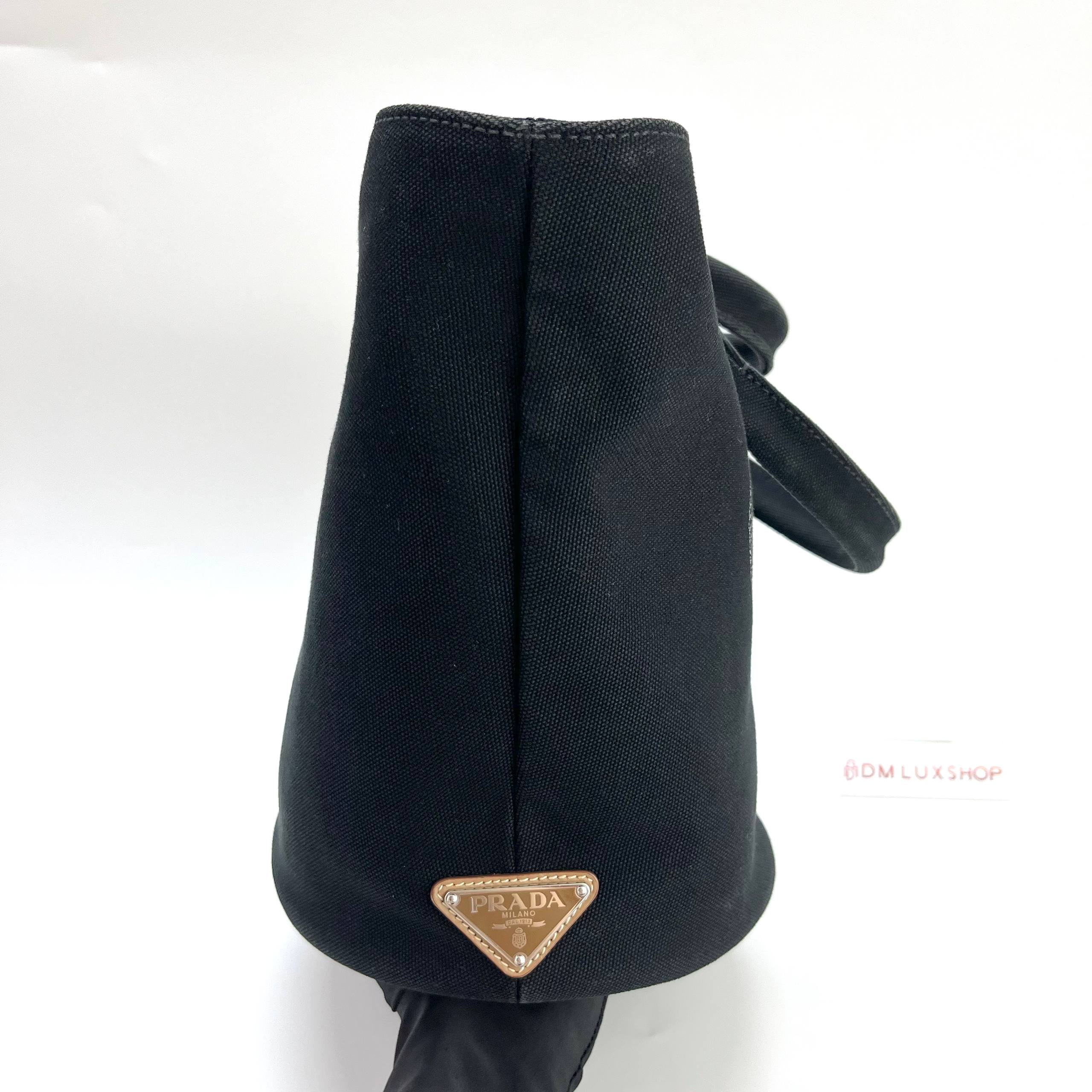 Prada Black Canapa Canvas Top Handle SHW