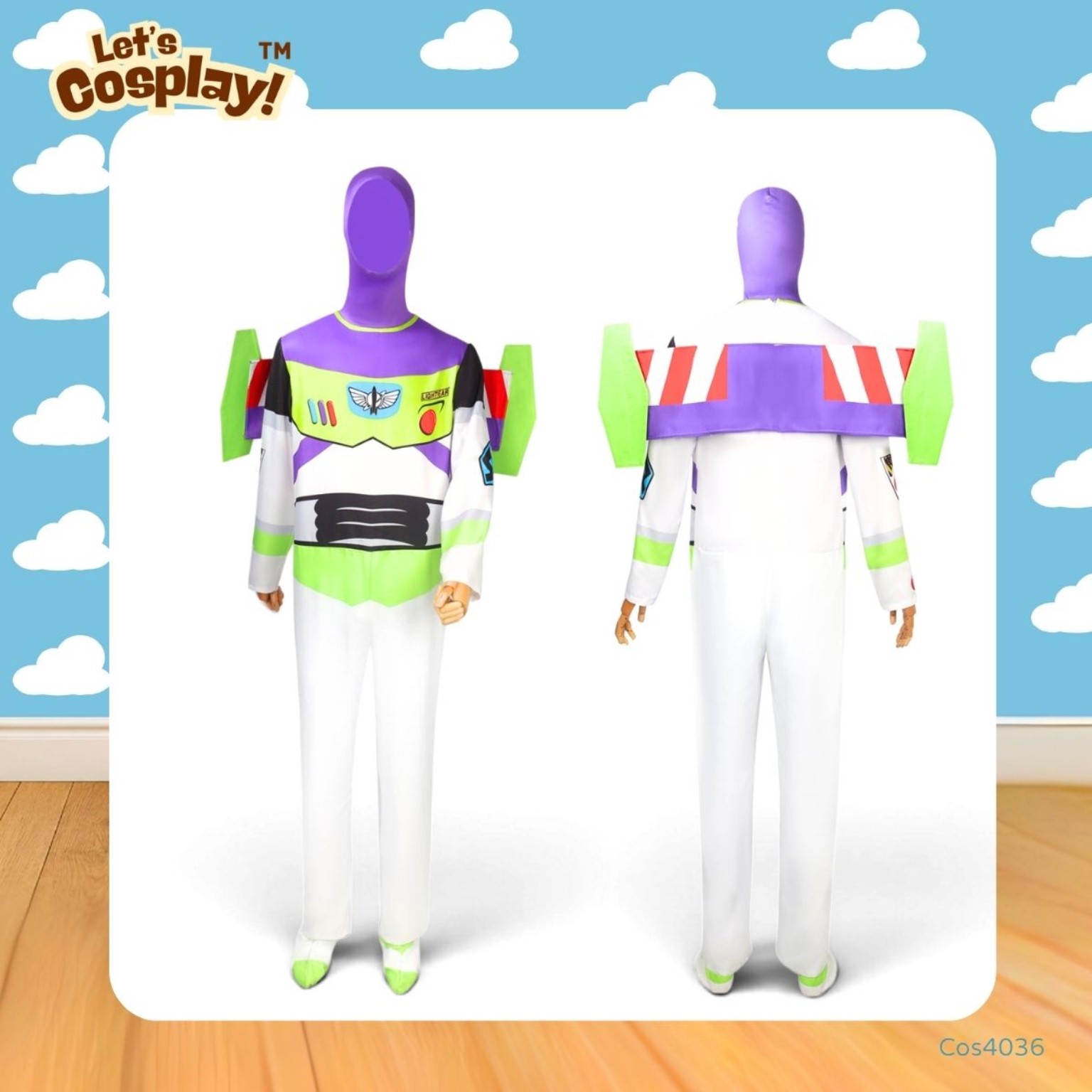 反斗奇兵 Toy Story 巴斯光年 Buzz Lightyear 主題成人Cosplay服裝 4件套 翅膀頭套腳套