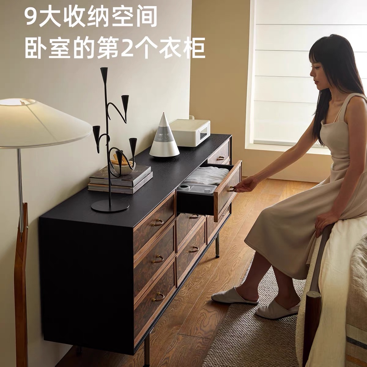Kena可納/摩卡斗櫃中古實木餐邊櫃家用客廳復古收納儲物櫃玄關櫃 Lockers