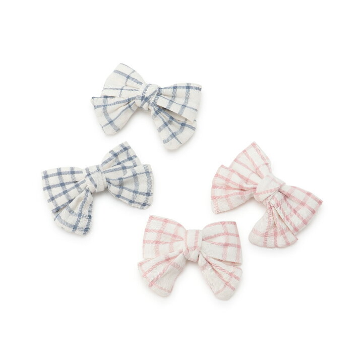 🇯🇵預訂 日本直送🇯🇵Petit Main兩色格紋蝴蝶結髮夾兩件套