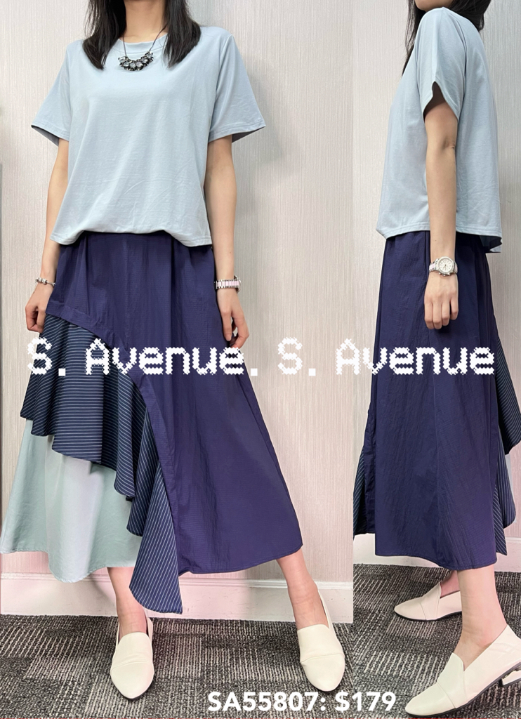 SA55807: 短袖下直條ruffle öp