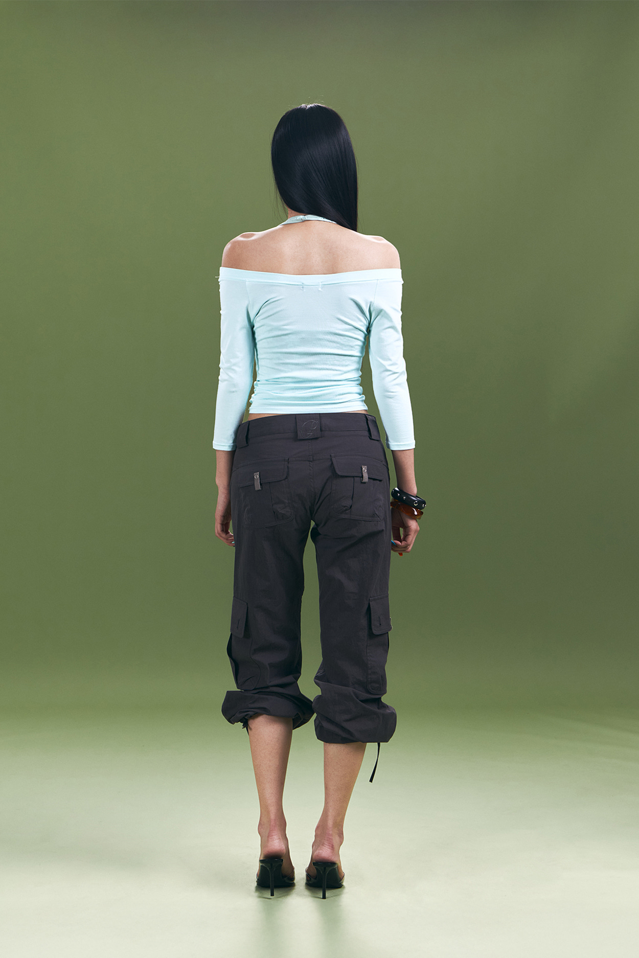 pleaseNOFOLLOW - Zed Off-Shoulder Long Sleeve Top (Mint)