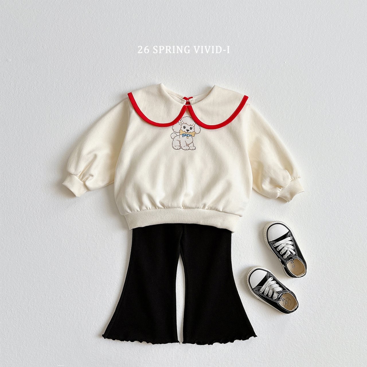 🌸預訂 韓國直送🌸🇰🇷VIVIDI兩色小狗印花翻領寬鬆衛衣