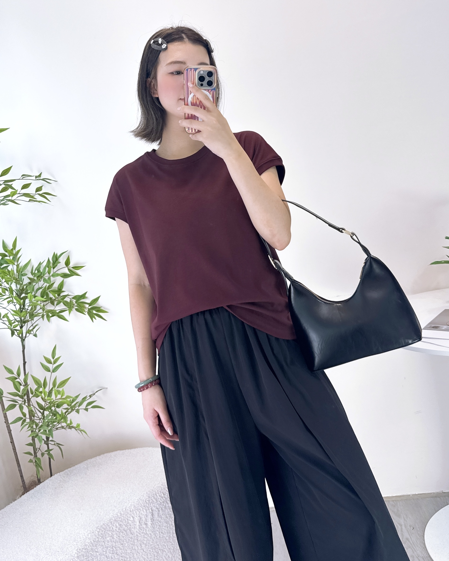 彈性純棉雞翼袖淨色上衣 8色