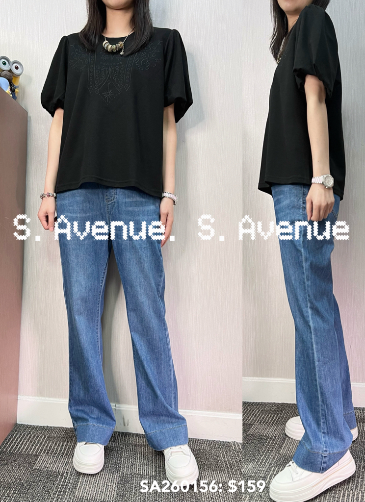 SA260156: 泡泡袖繡花靚tee