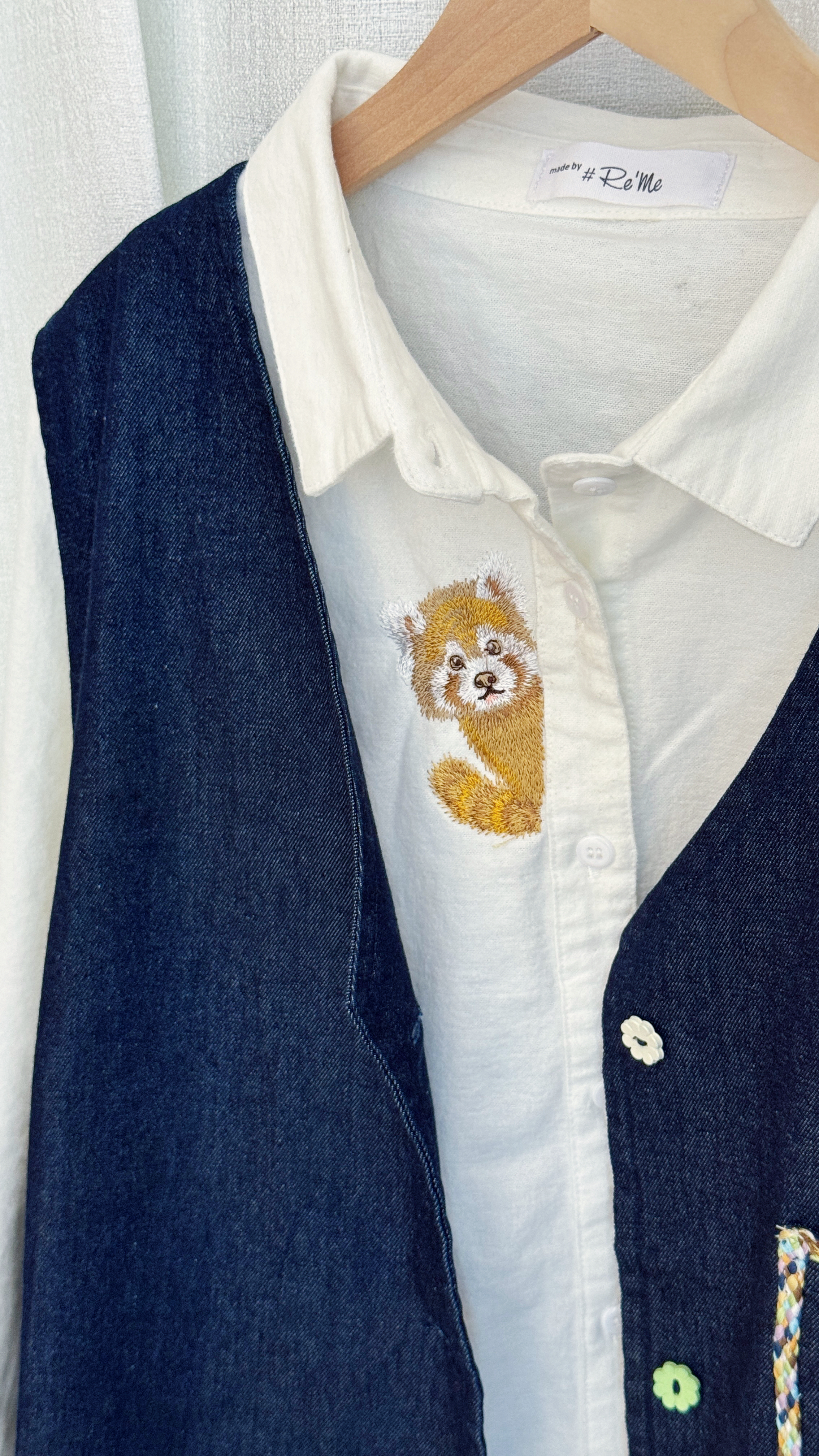 Beary Shy｜手作刺绣衬衫