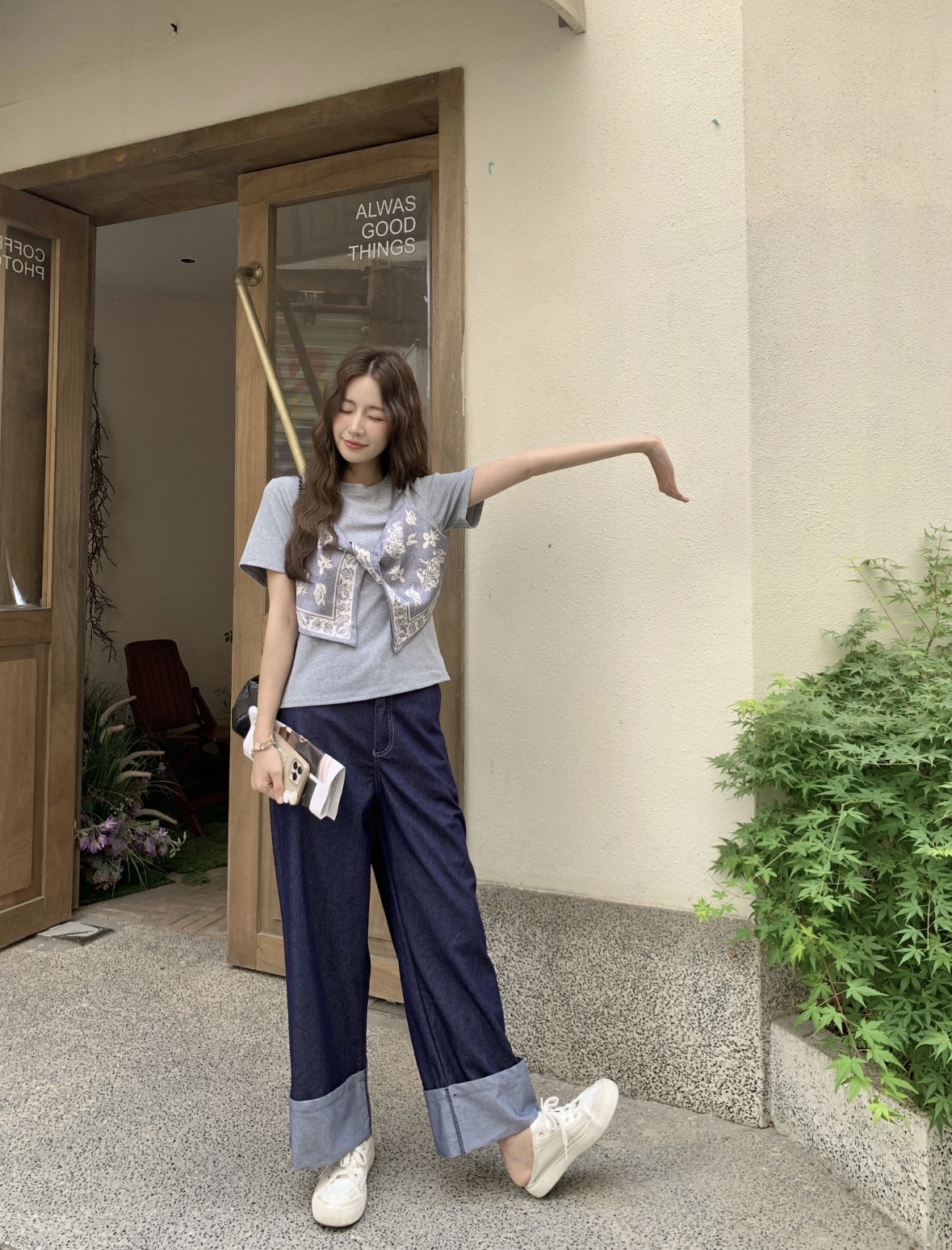 TP408韩系丝巾上衣