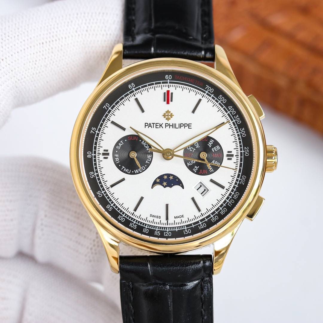 2022 新款上市🔥百达翡丽Patek Philippe 贵族的艺术品！搭配进口9100多功能机芯（0返修 ） ①⌚功能（星期，星辰，日历，月份/月亮/太阳）进口316精钢！搭配意大利进口小牛皮！原装针扣折叠扣！ ②⌚表盘上采用⭕️内圈字钉最高版本功能设计作为刻度，星期天，3、6、9、12月份采用红色高级电镀 更显示出这款腕表的华贵气质！ ③⌚尺寸42mm。耐磨防刮蓝宝石玻璃！超强防水50米！简约而不简单！你永远无法拥有一块百达翡丽，你只是在替你的后代保管他。慎重承诺 ： 产品实物光泽手感更佳精湛 字盘刻度栩栩如生 壳套工艺都是宗师级别轻身检验 加上新时代机器高技锻造 上手震撼尊贵非凡。你值得拥有！表里如一 独具匠心！