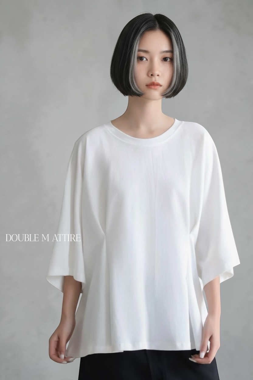 前褶設計寬鬆Tee