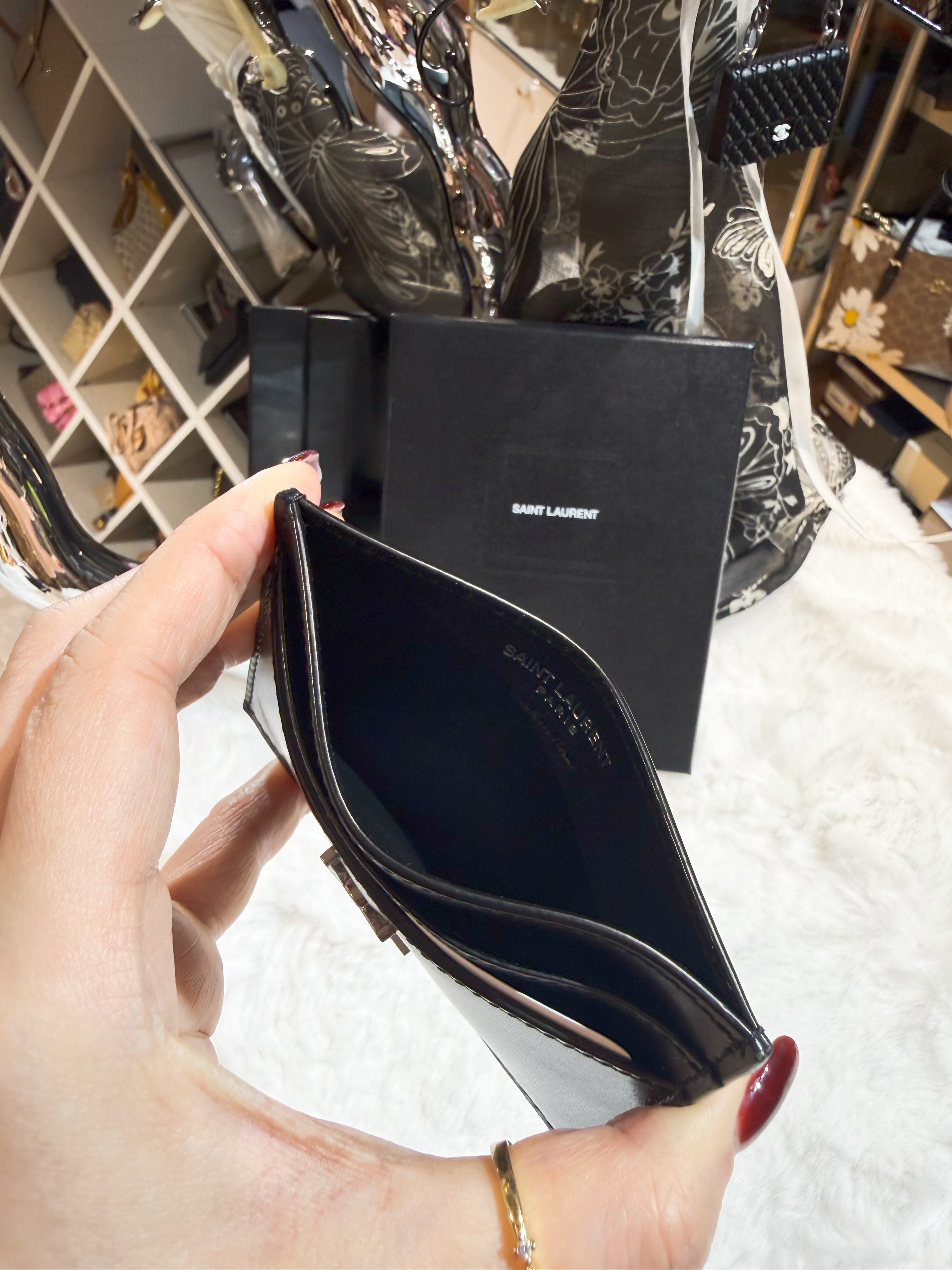 YSL card holder leather/blk/S