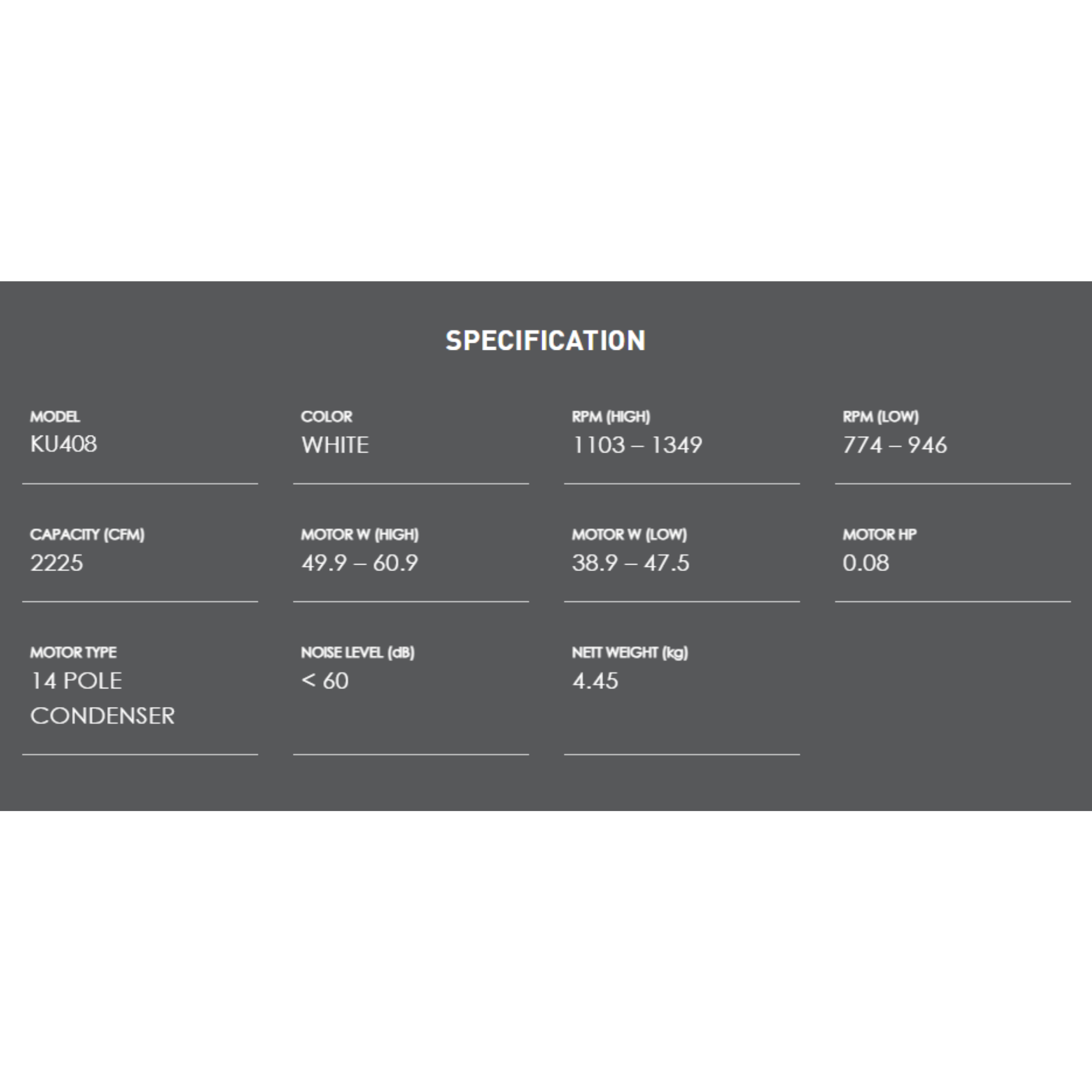 KDK 16" Wall Fan White (KU408)