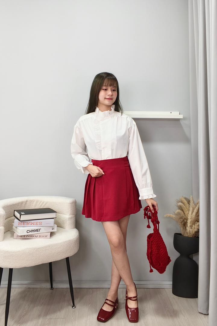 580275 Elegant High-Waist Pleated Skort