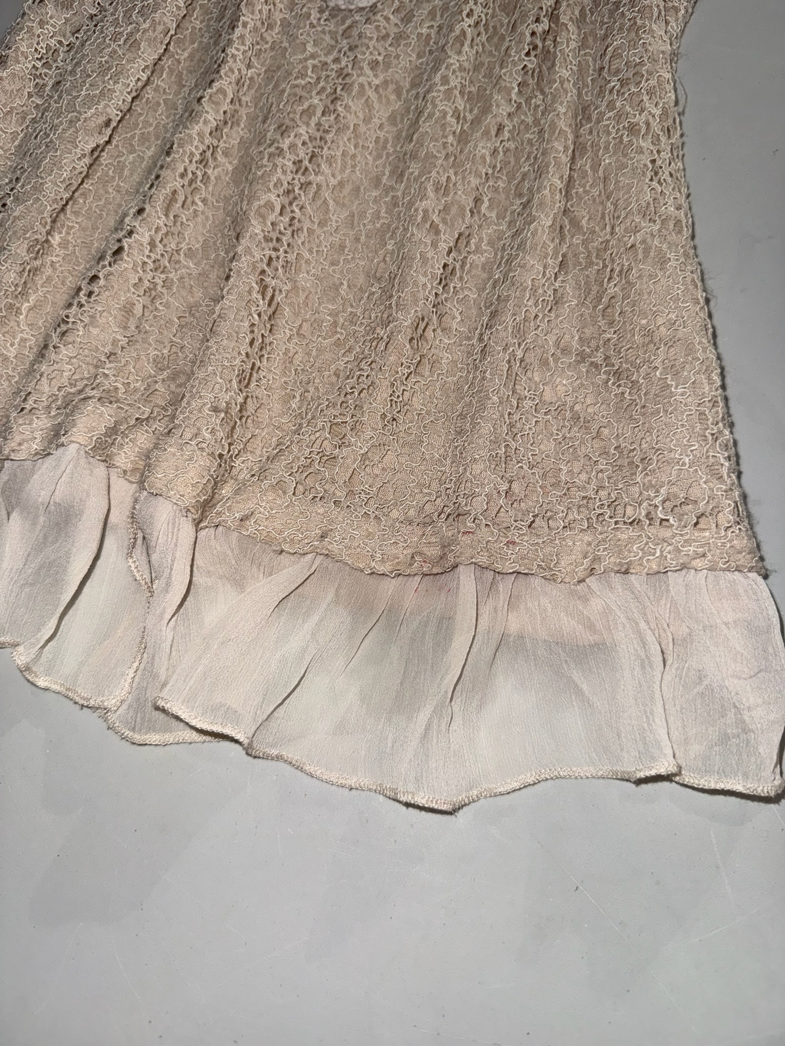 Gem-Embellished Crochet Neckline Crinkle Top