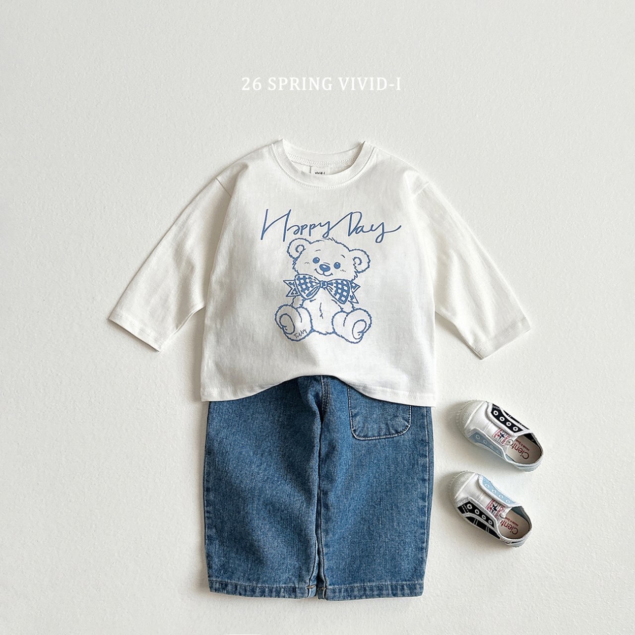 🌸預訂 韓國直送🌸🇰🇷VIVIDI五色快樂熊印花格紋上下套裝