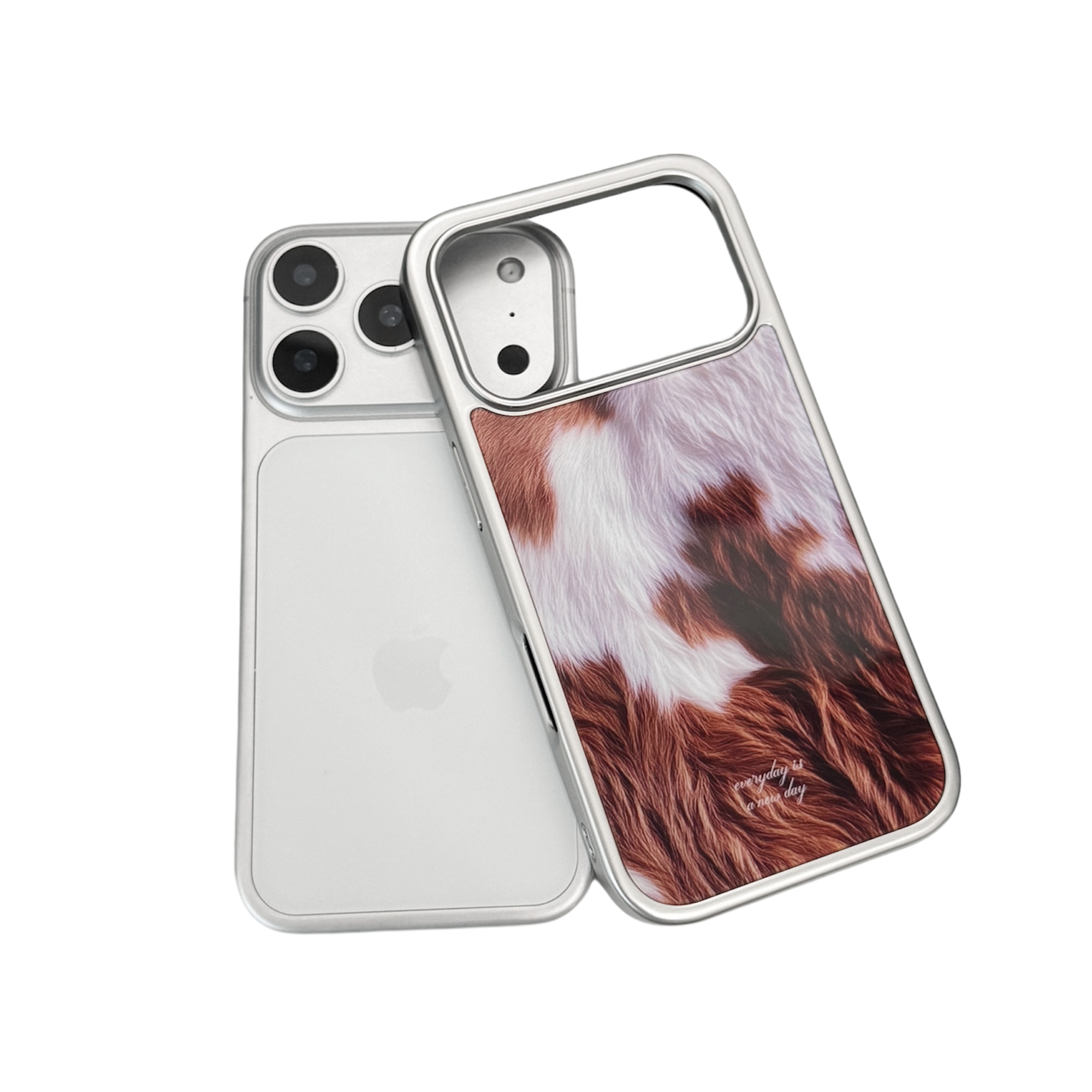 【Cowhide Brown】銀框亮面MagSafe iPhone Case