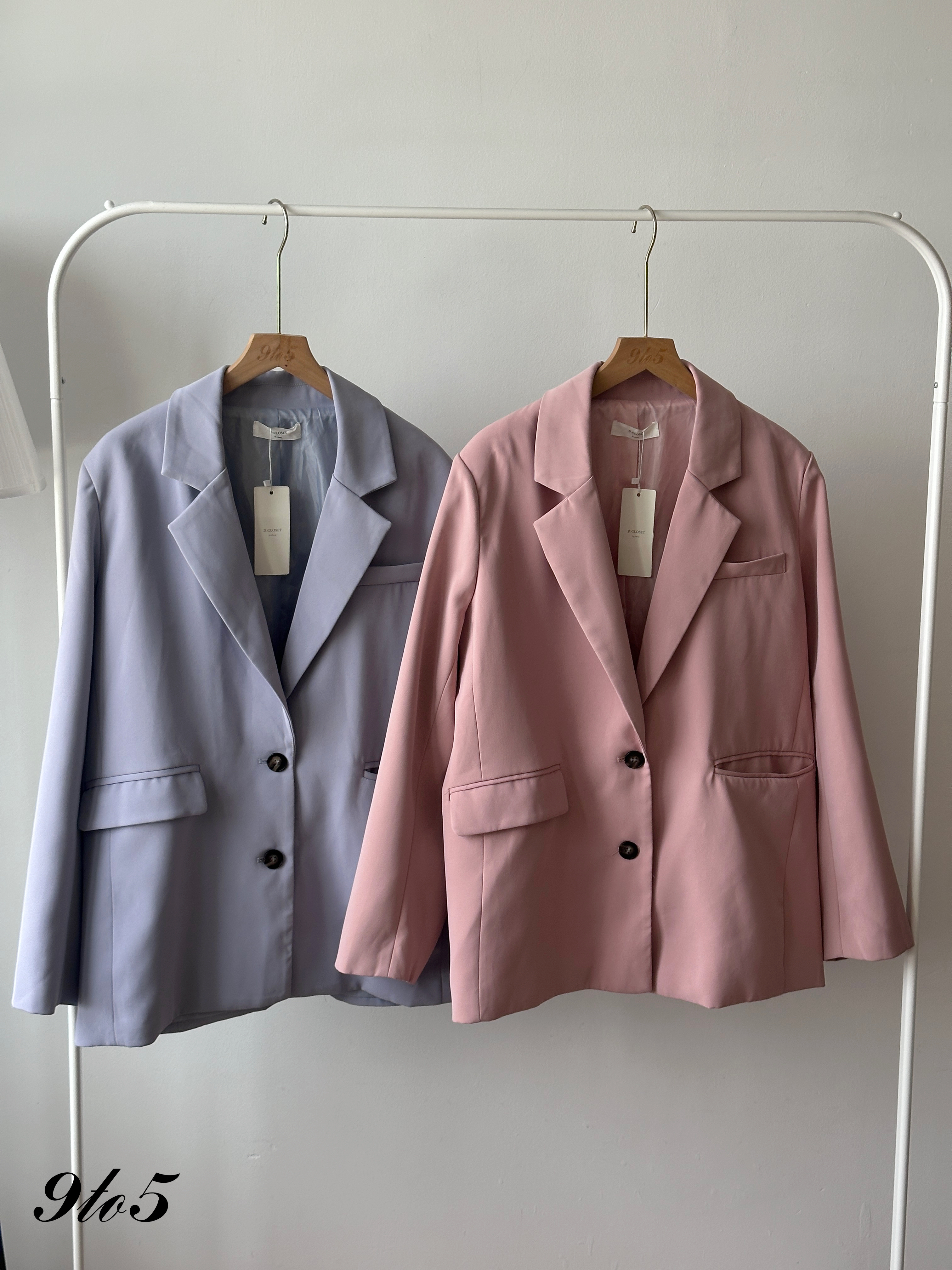 T4364 Long Sleeve Oversized Blazer - Pink & Purple