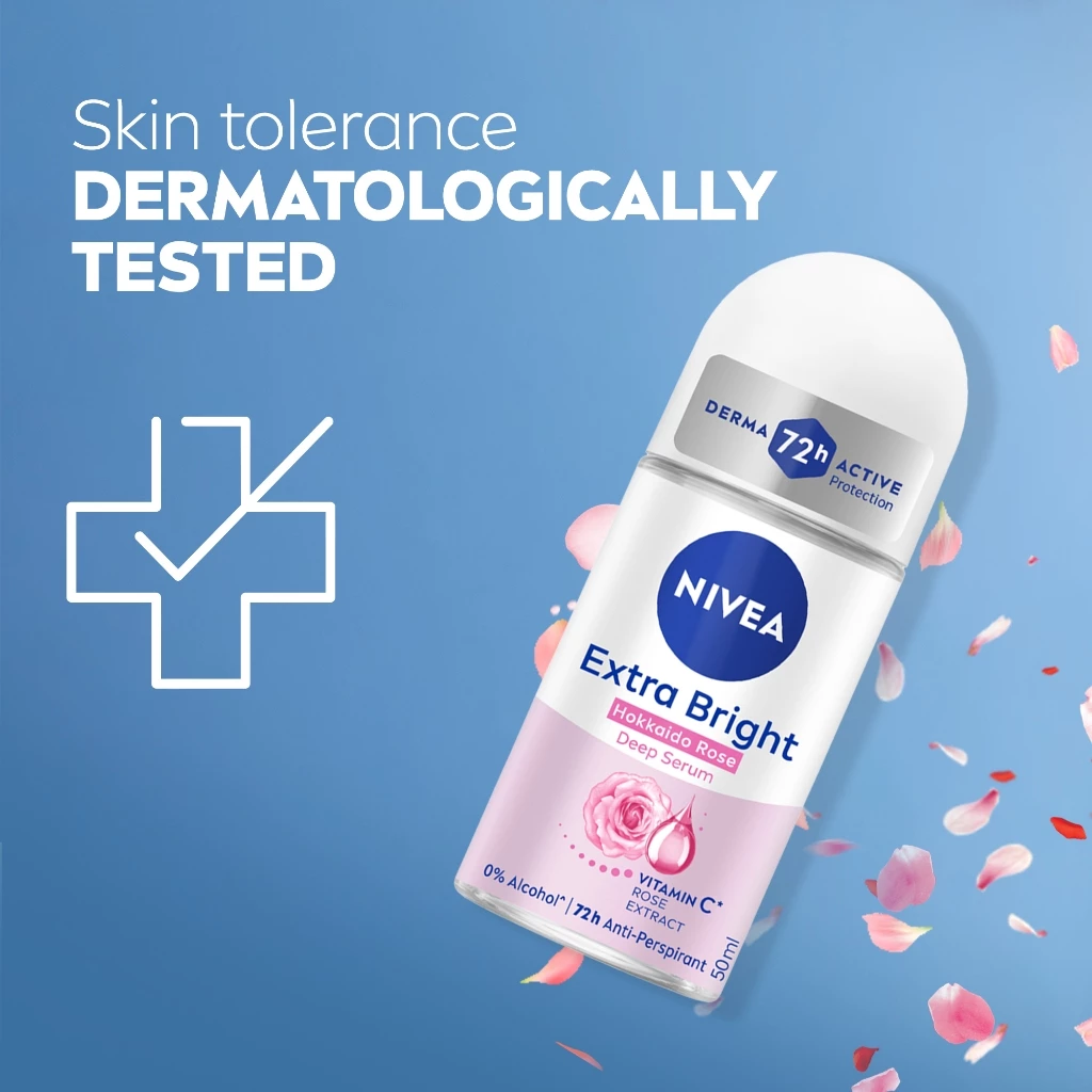 IVEA Extra Bright Deep Serum Hokkaido Rose Deodorant Roll On 50ml / Antiperspirant