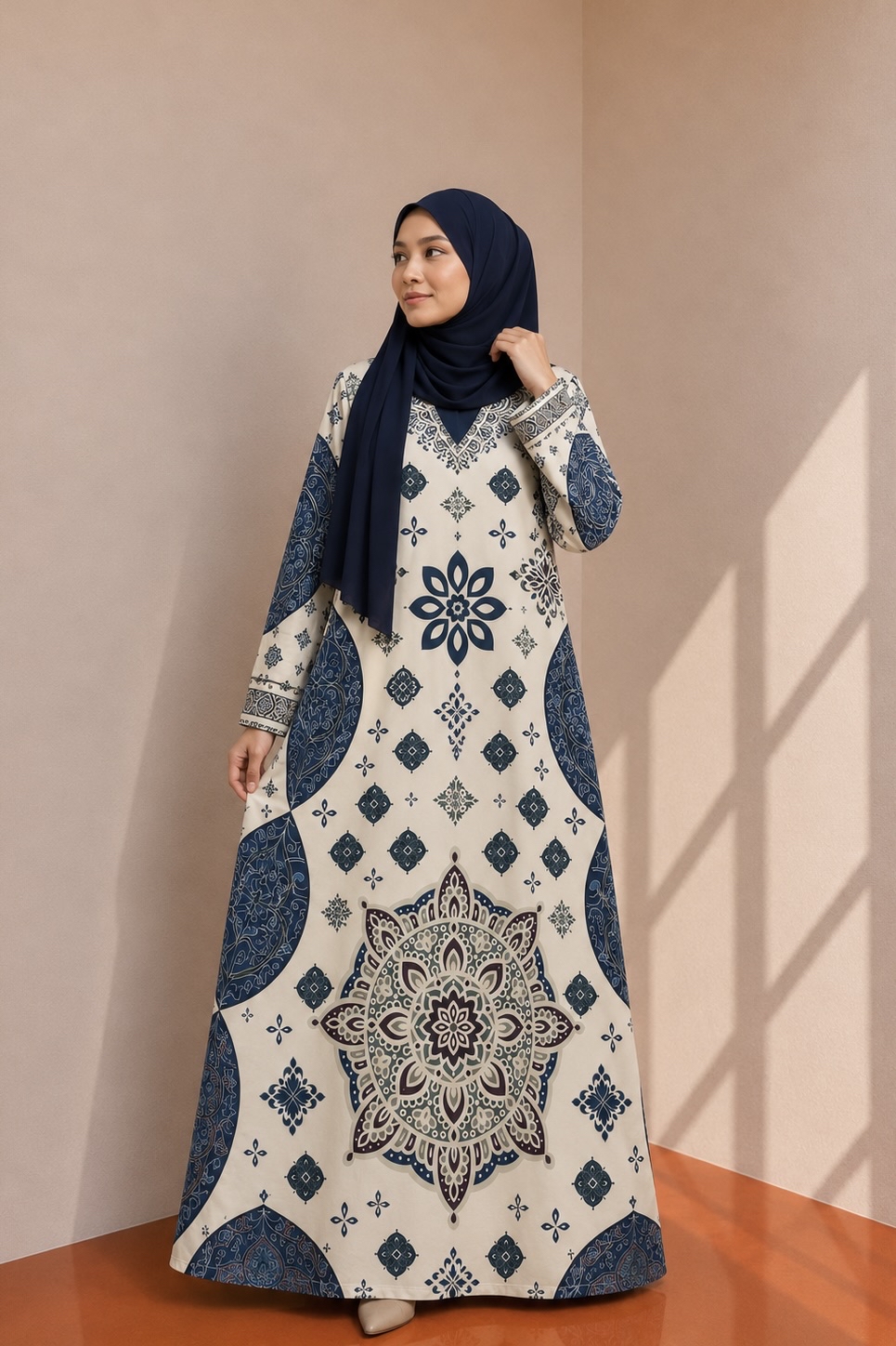 BOHEMIAN PRINT in Blue Cream