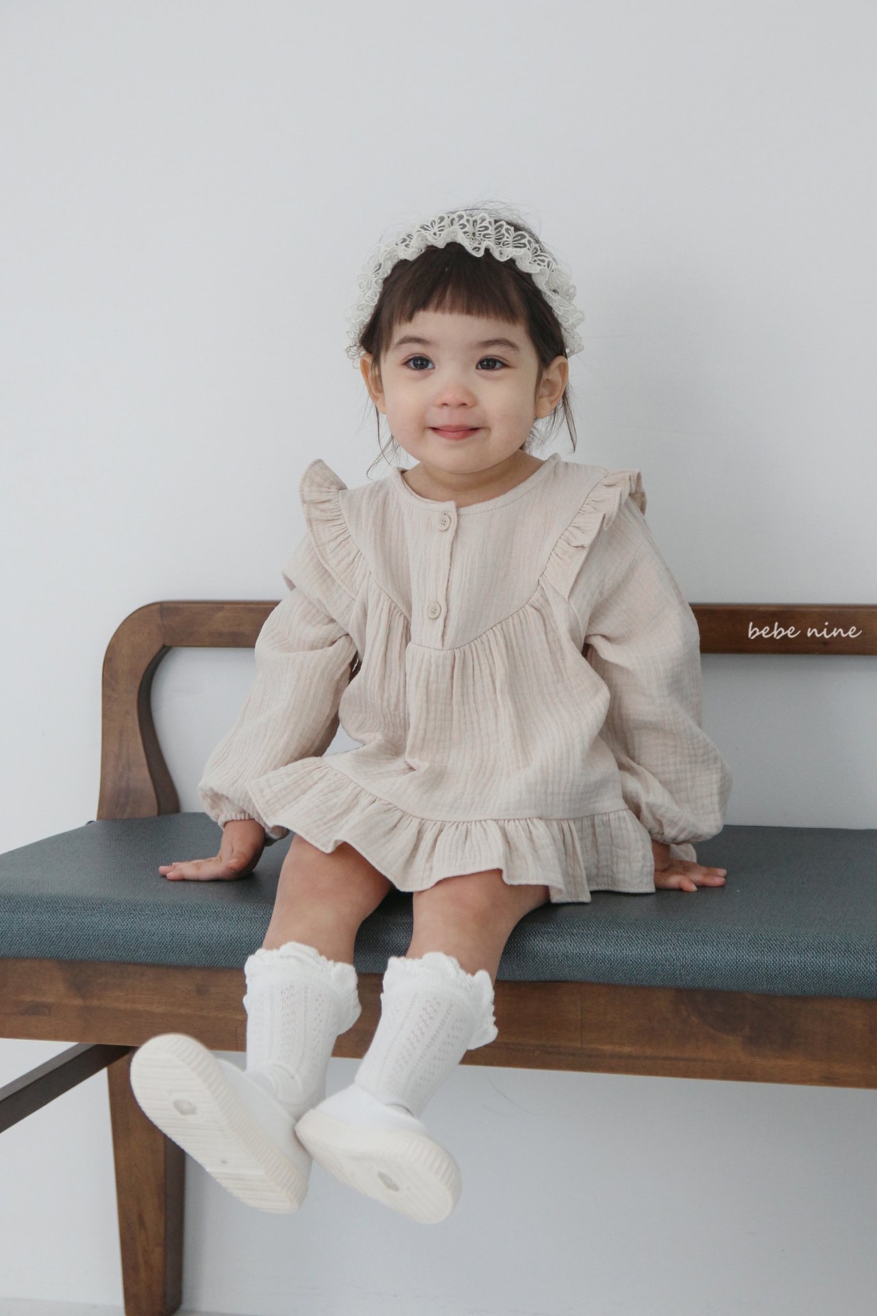 🌸預訂 韓國直送🌸🇰🇷Bebenine兩色荷葉花邊棉紗長袖上衣燈籠褲套裝