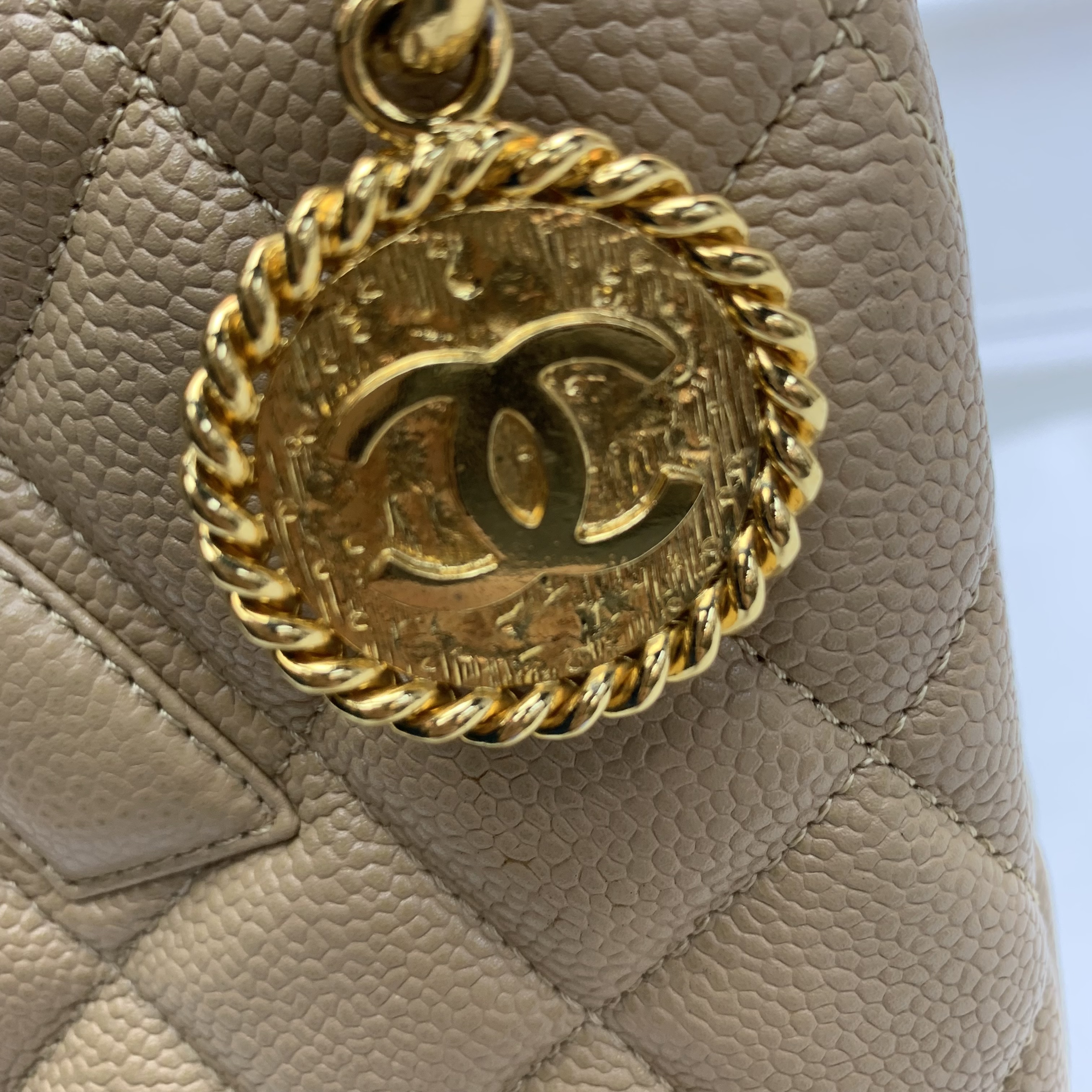 中古包送塵袋🤎Chanel金扣手挽袋