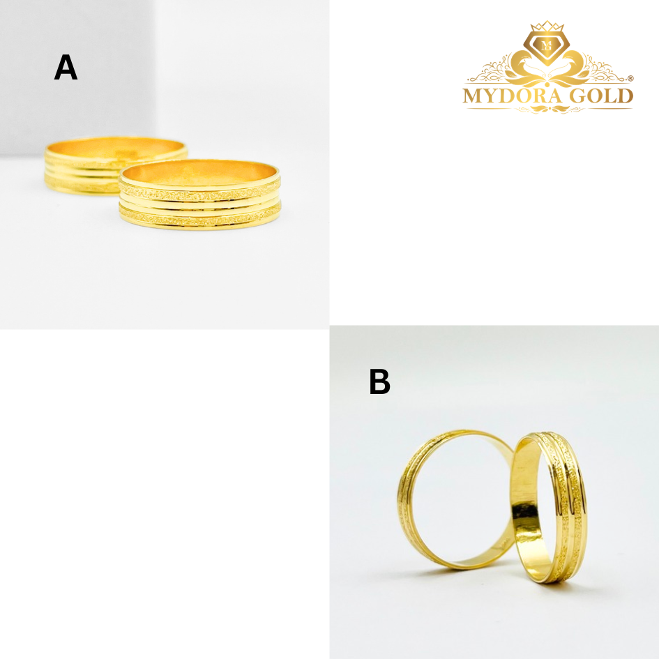 MYDORA Cincin Belah Rotan Double Pasir Liner l EMAS916/22K