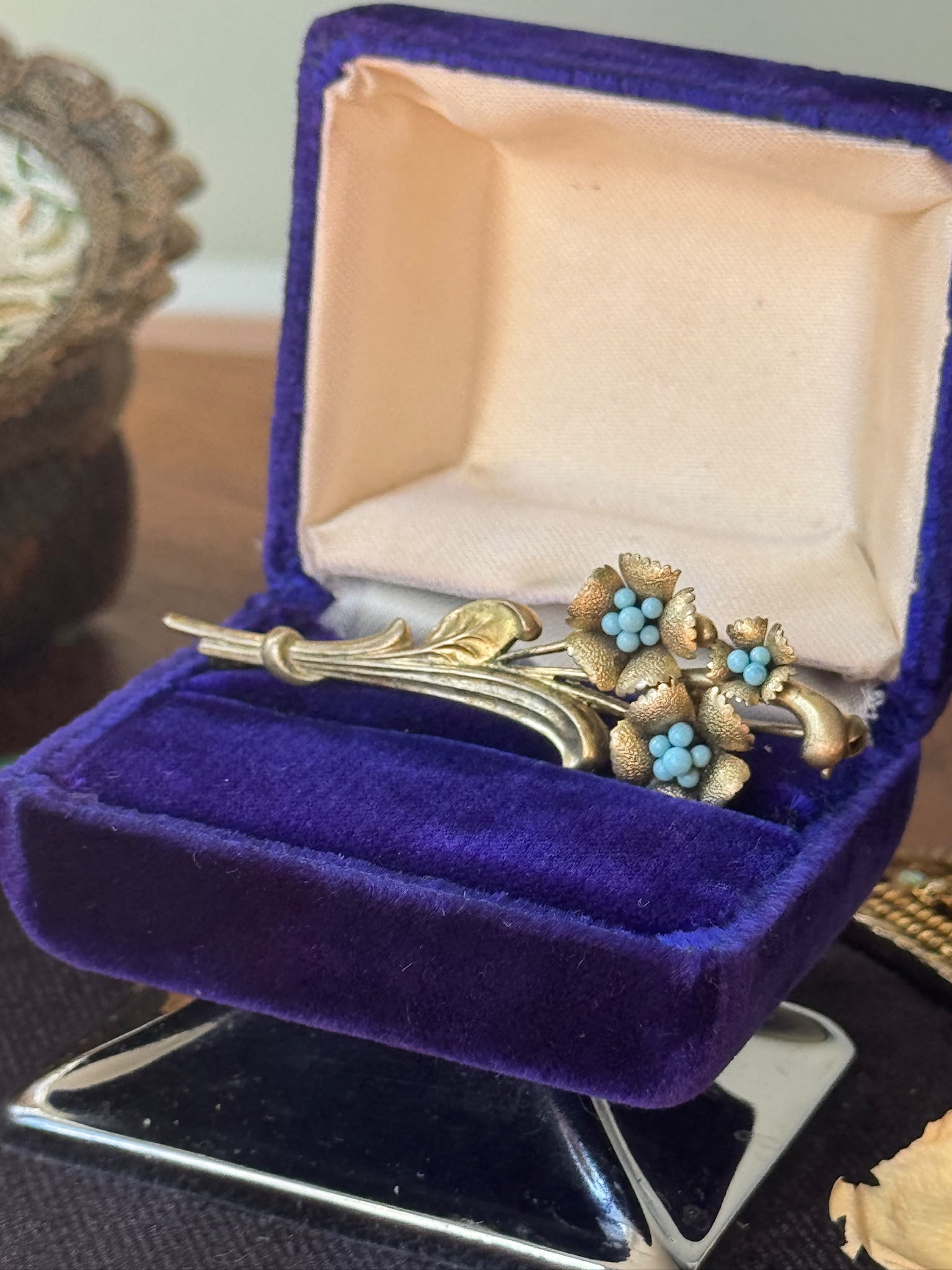Vintage Mid-Century European Silver Tone Bouquet Brooch (NZ128-1)