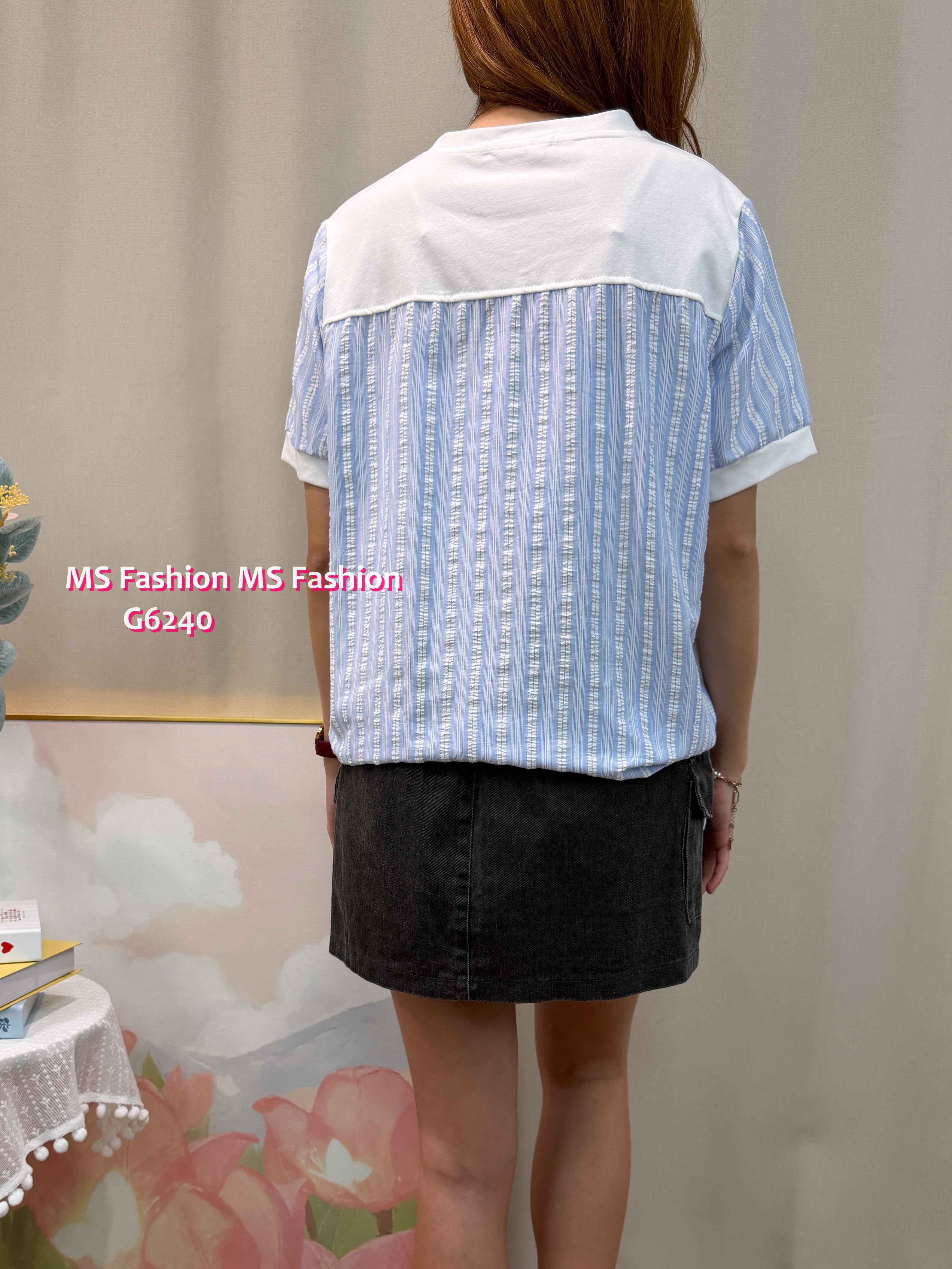 G6240 拼條子pattern top