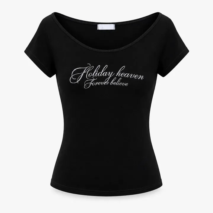 Letter Print Scoop Neck Top