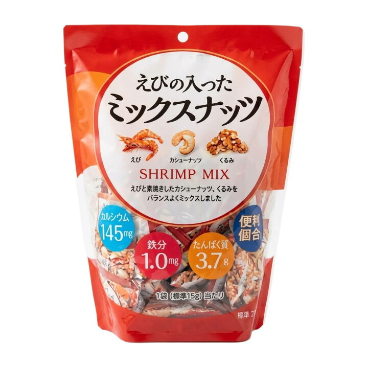 日本Costco直送 日本 小林商事 三重鮮香 小蝦 核桃 腰果 健康營養 零食 超值家庭裝 (28小包 420g 