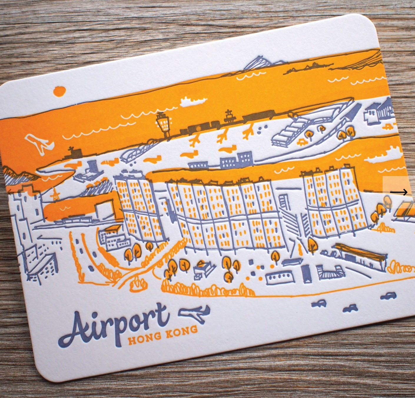 DITTO DITTO Airport - letterpress postcard