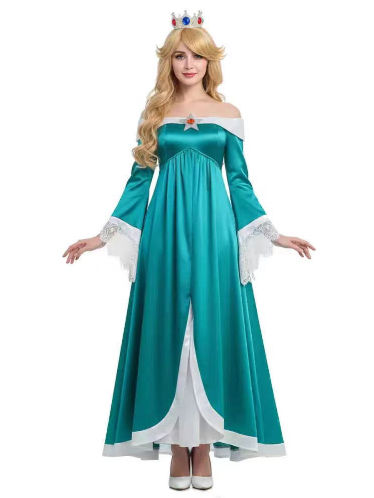 Super Mario 主題 Rosalina 成人公主裙｜萬聖節 Cosplay 服裝｜銀河公主角色扮演｜動漫派對禮服｜香港現貨 Lets Cosplay
