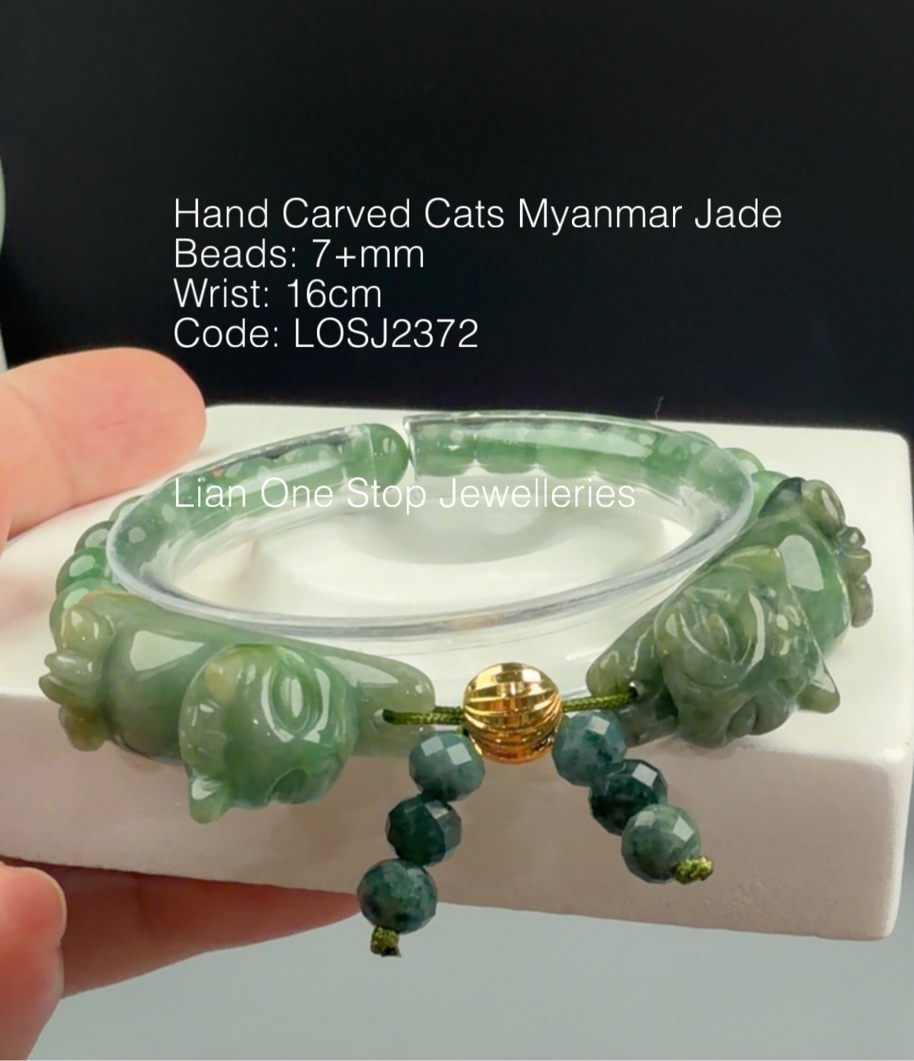 Code: LOSJ2372 Hand Carved Cats Myanmar Jade  