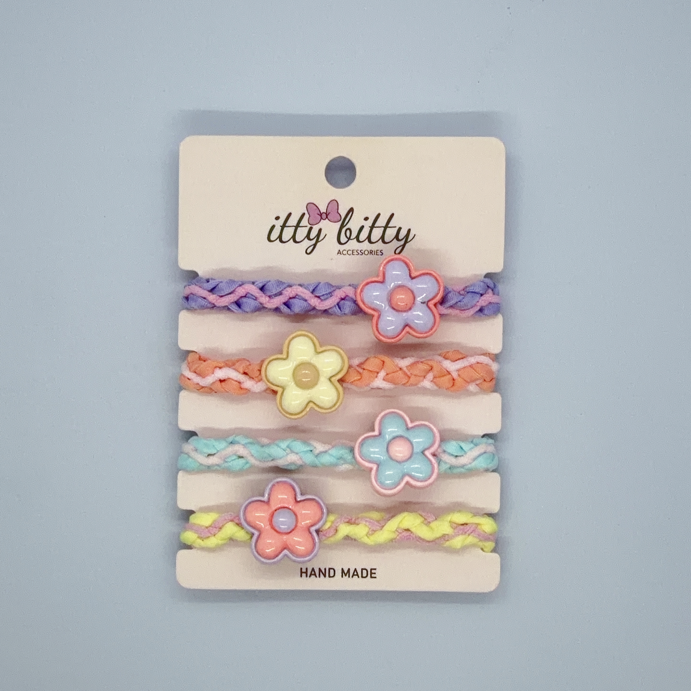 花花牌髮圈組 (4條裝) / Flower Charm Hair Tie Set (4 pcs)