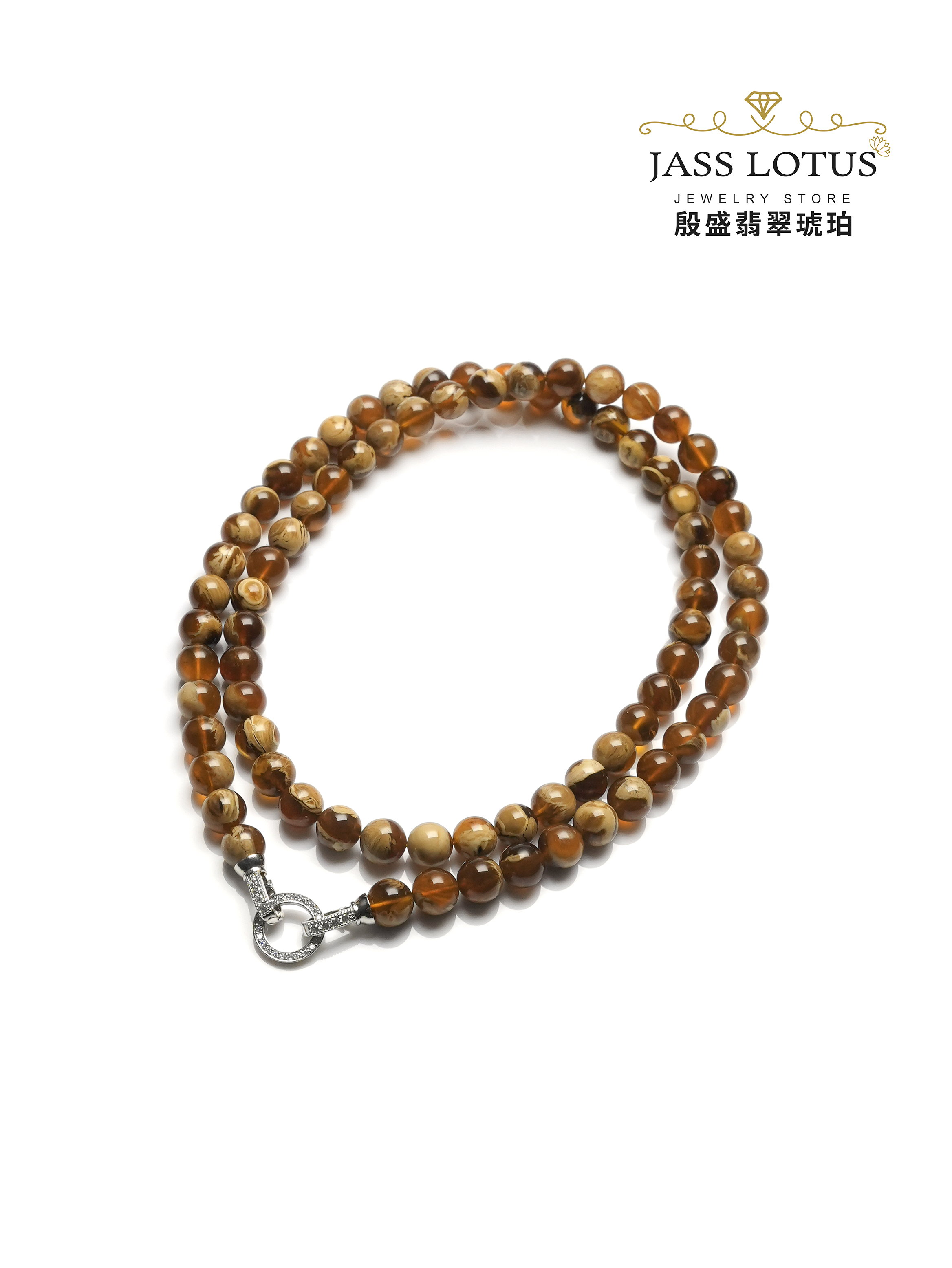 緬甸天然琥珀橘蜜溶洞珀頸鏈