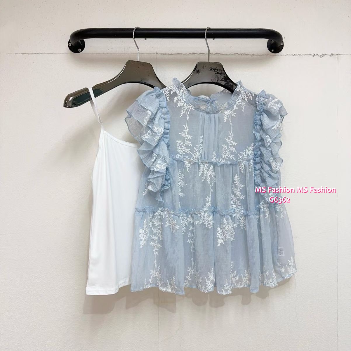 G6362 花花ruffle top set
