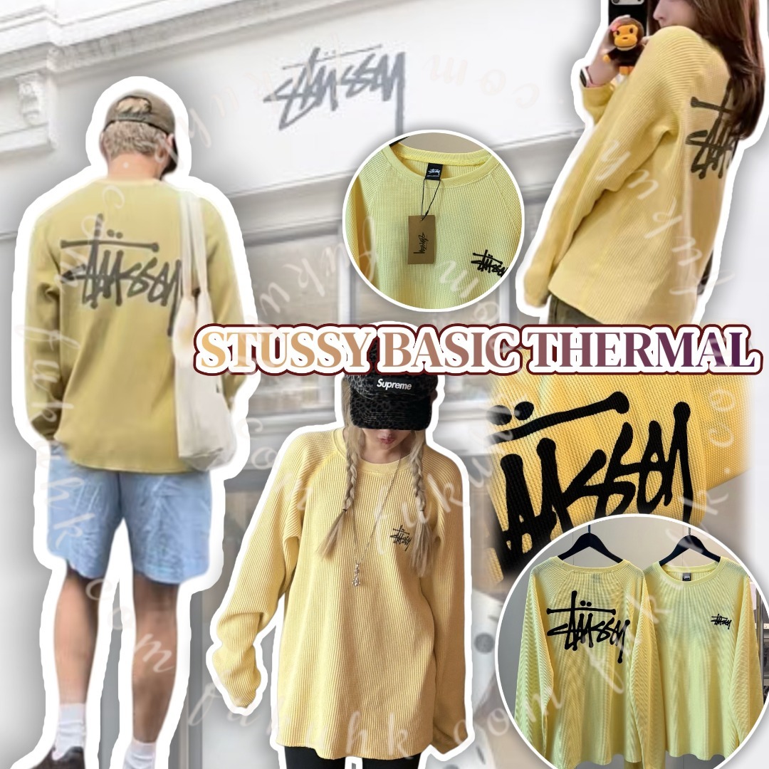 STUSSY BASIC THERMAL 華夫格前後logo長袖Tee